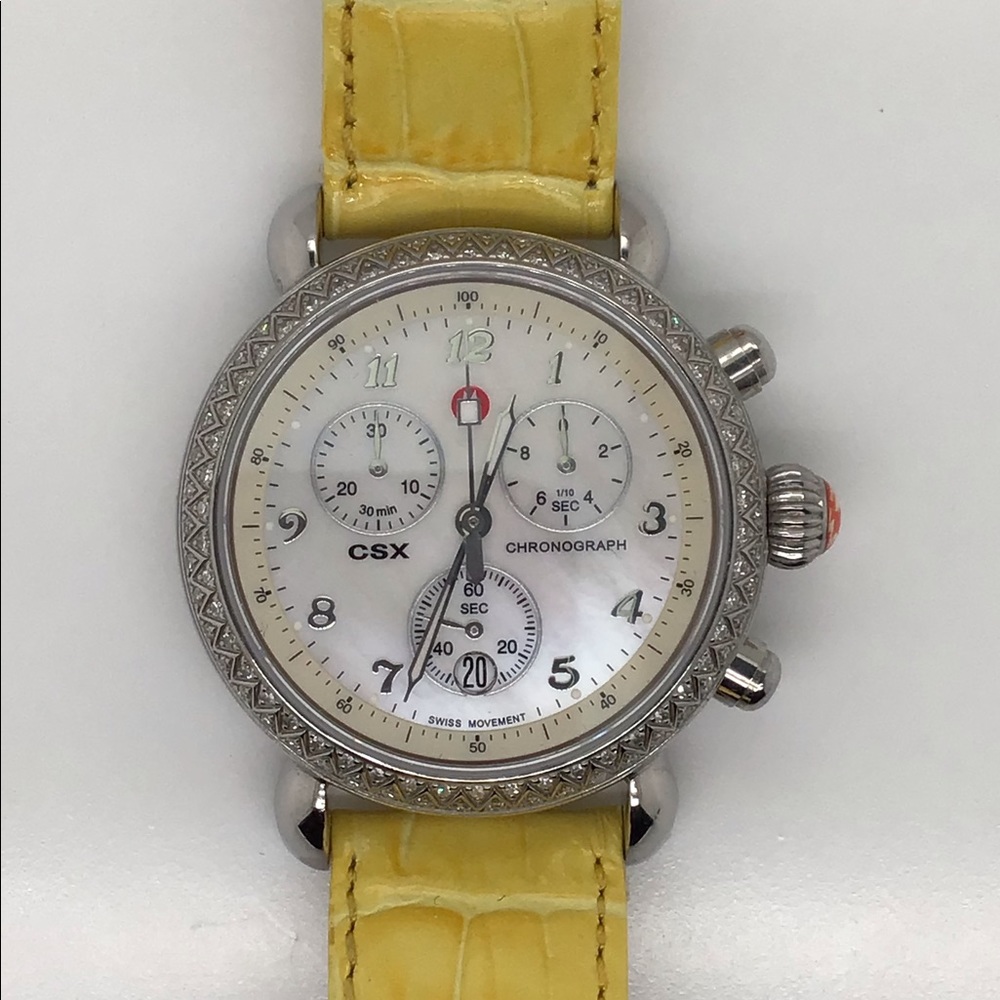 Michele CSX Chronograph Diamond Bezel Ladies Watch
